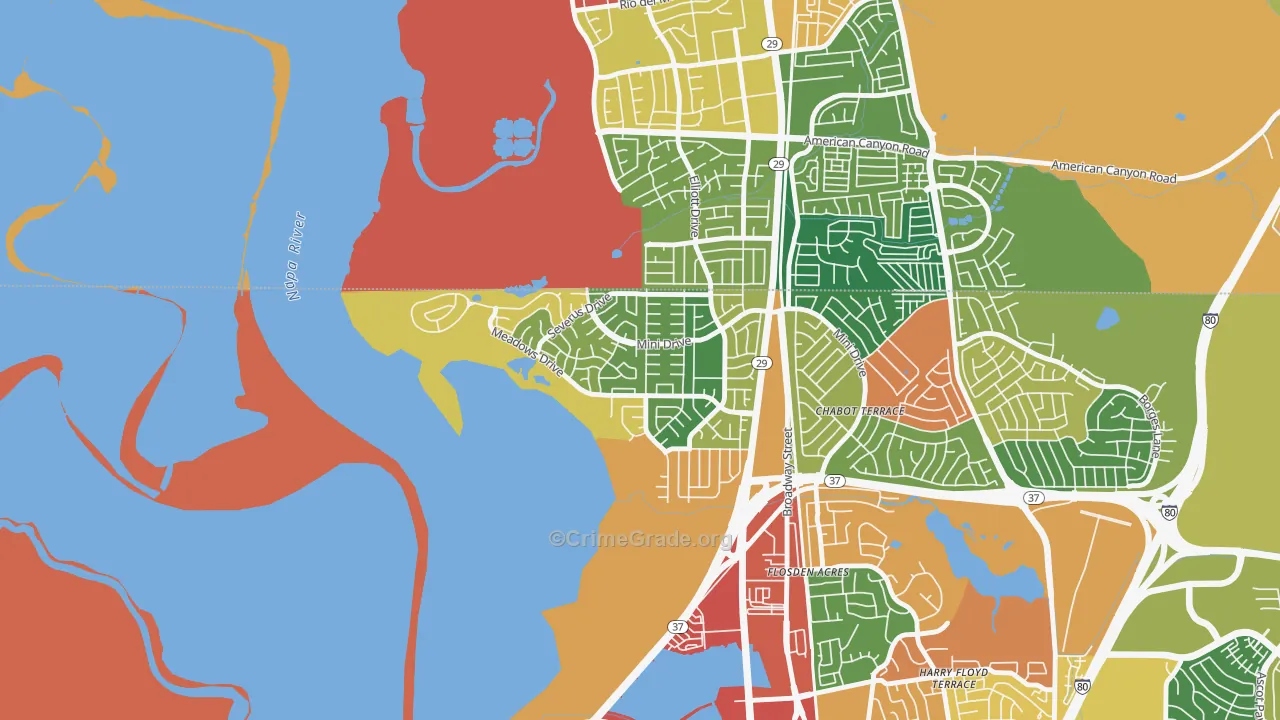 Flosden, Vallejo, CA Map of Vandalism Rates