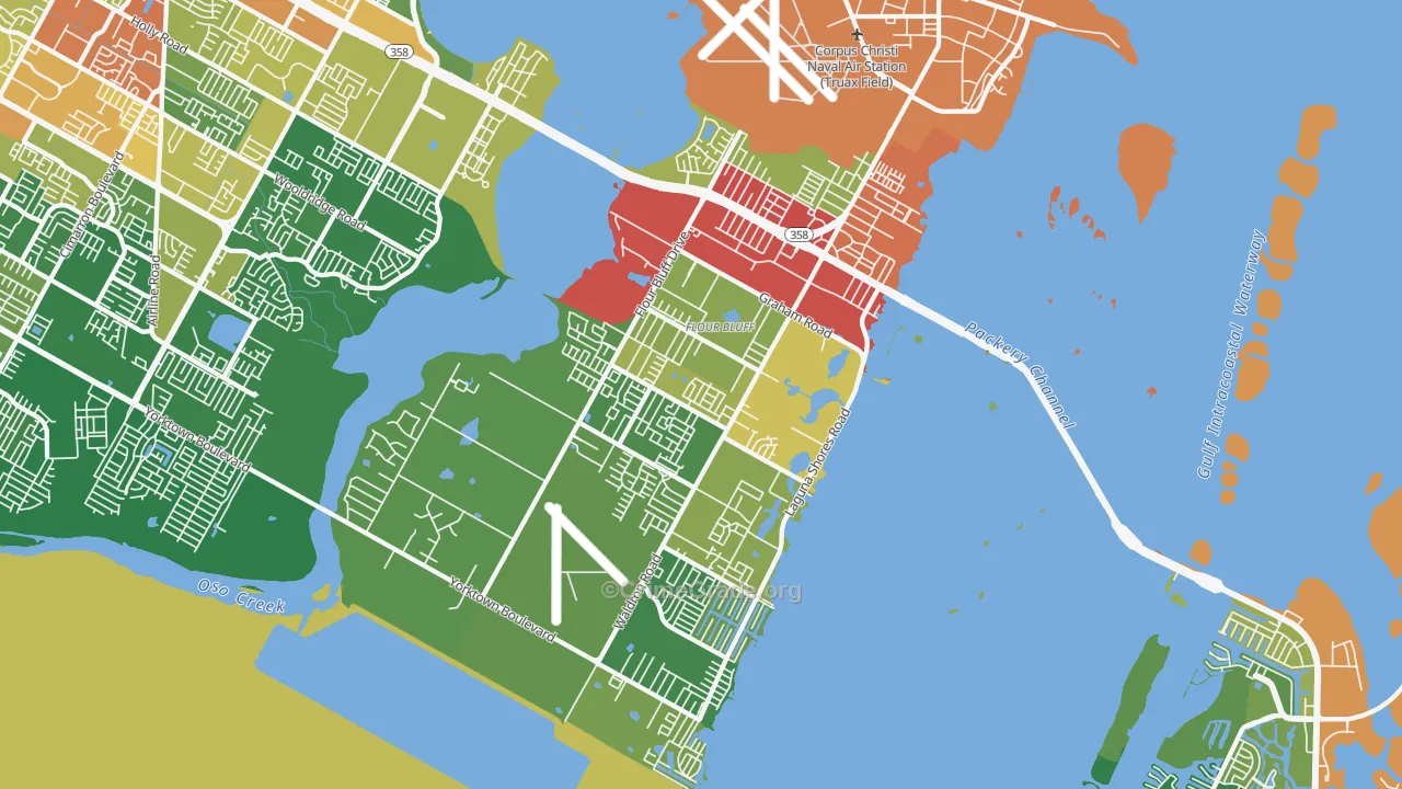 Flour Bluff, Corpus Christi, TX Map of Vandalism Rates