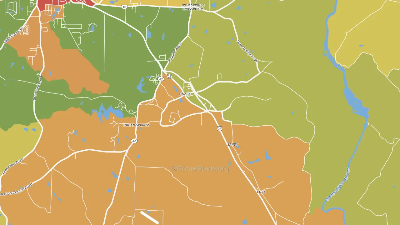 Flovilla, GA Map of Vandalism Rates