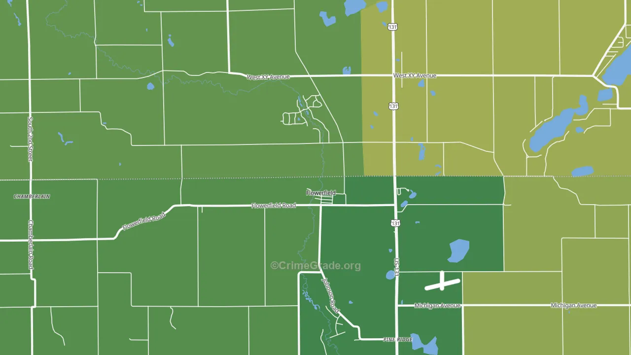 Flowerfield, MI Map of Vandalism Rates