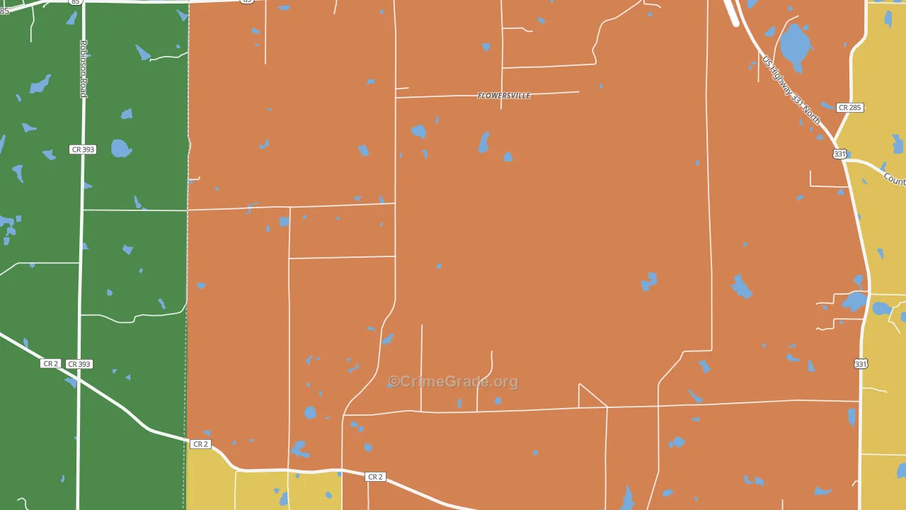 Flowersville, FL Map of Vandalism Rates