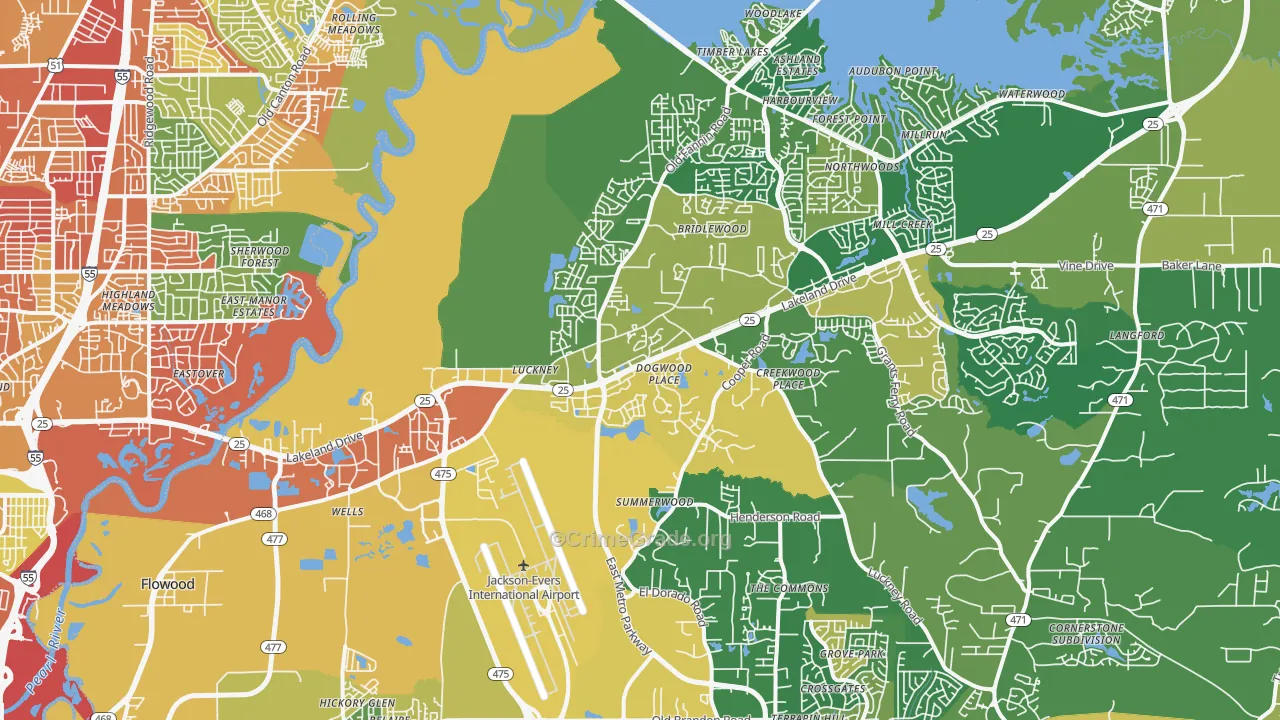 Flowood, MS Map of Vandalism Rates