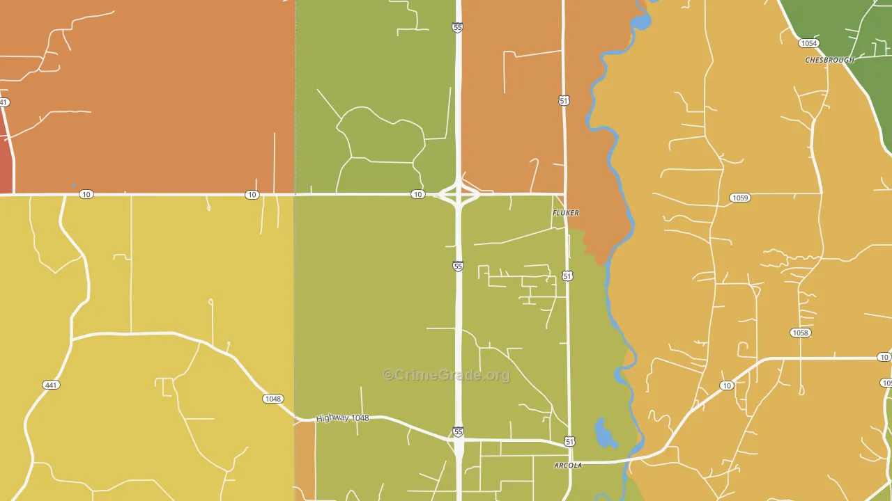 Fluker, LA Map of Vandalism Rates