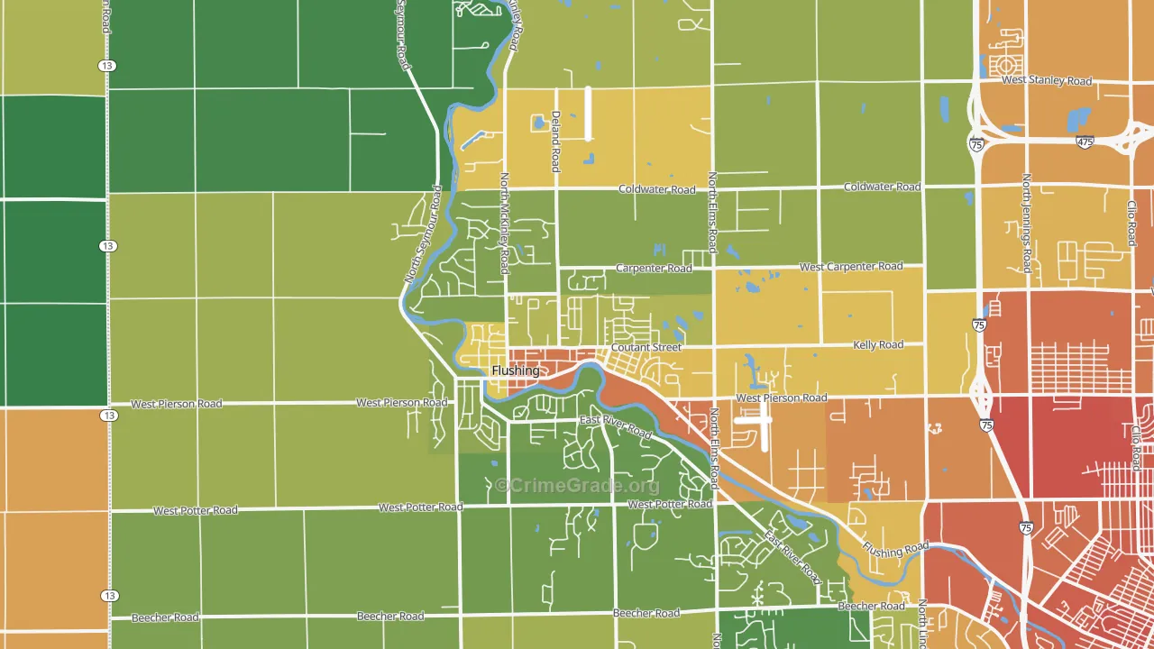 Flushing, MI Map of Vandalism Rates