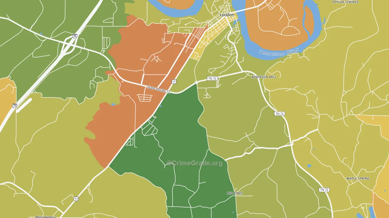 Fochee, TN Map of Vandalism Rates