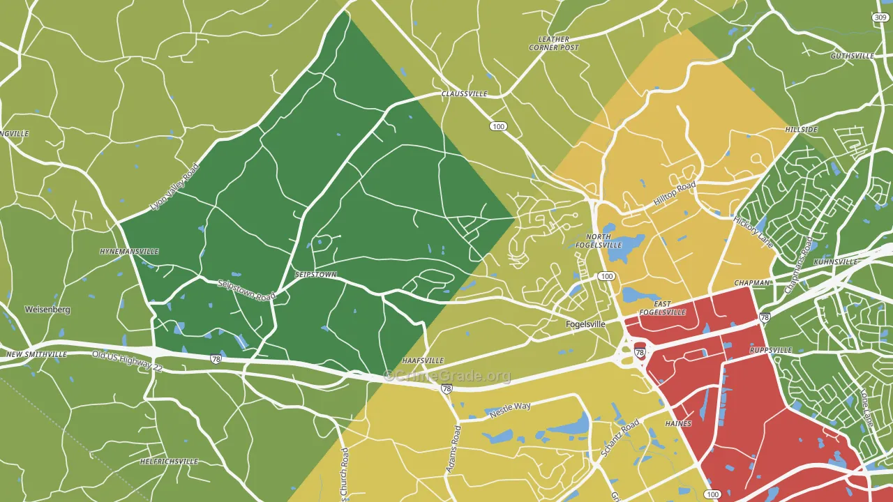 Fogelsville, PA Map of Vandalism Rates