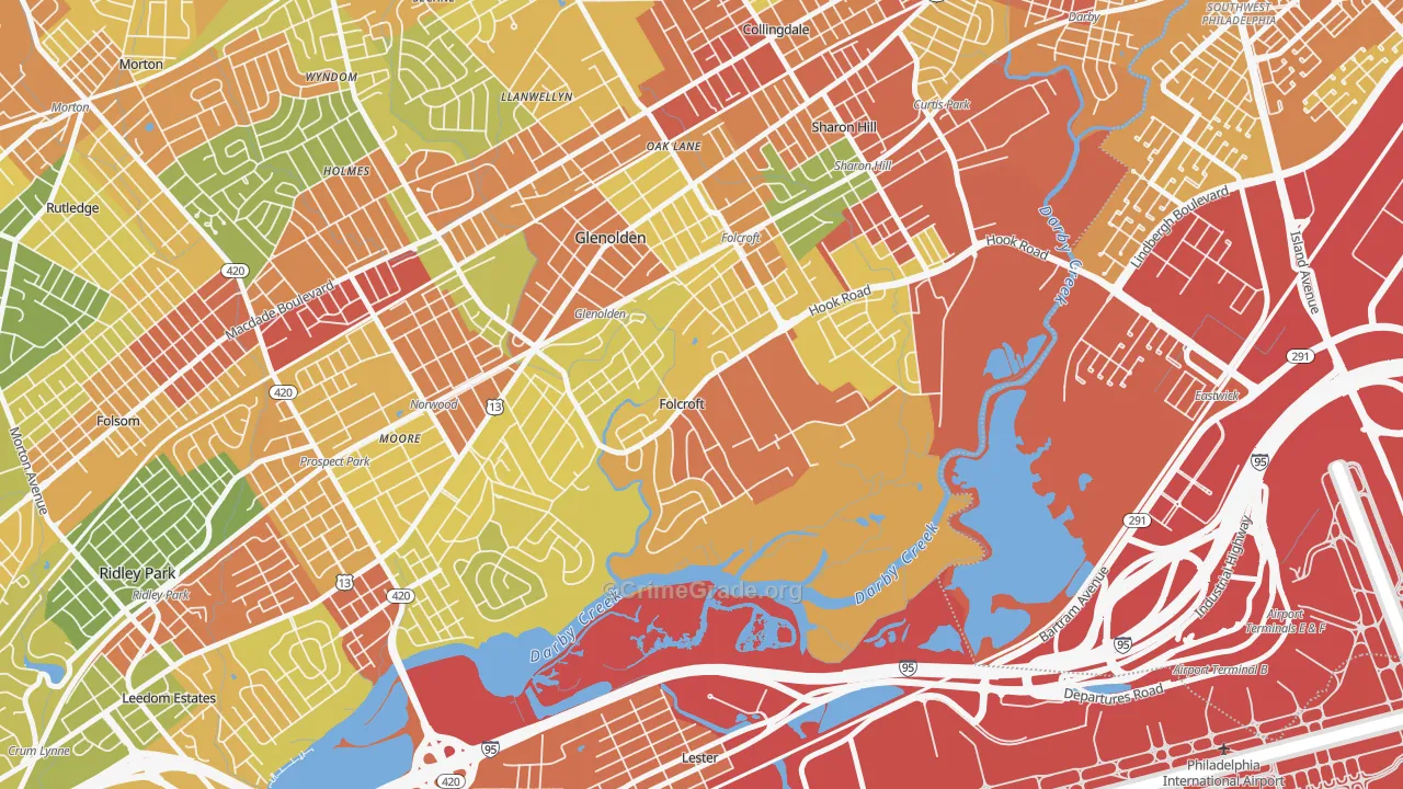 Folcroft, PA Map of Vandalism Rates