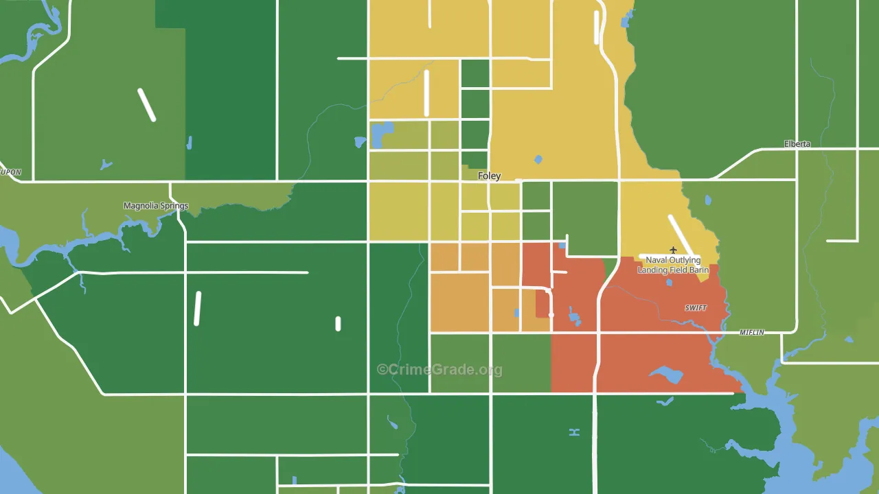 Foley, AL Map of Vandalism Rates