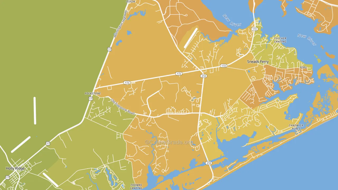 Folkstone, NC Map of Vandalism Rates