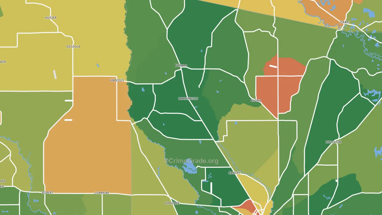 Folsom, LA Map of Vandalism Rates