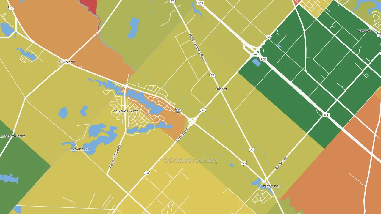 Folsom, NJ Map of Vandalism Rates