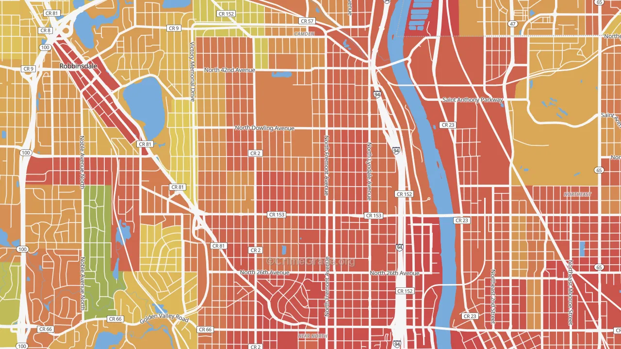 Folwell, Minneapolis, MN Map of Vandalism Rates