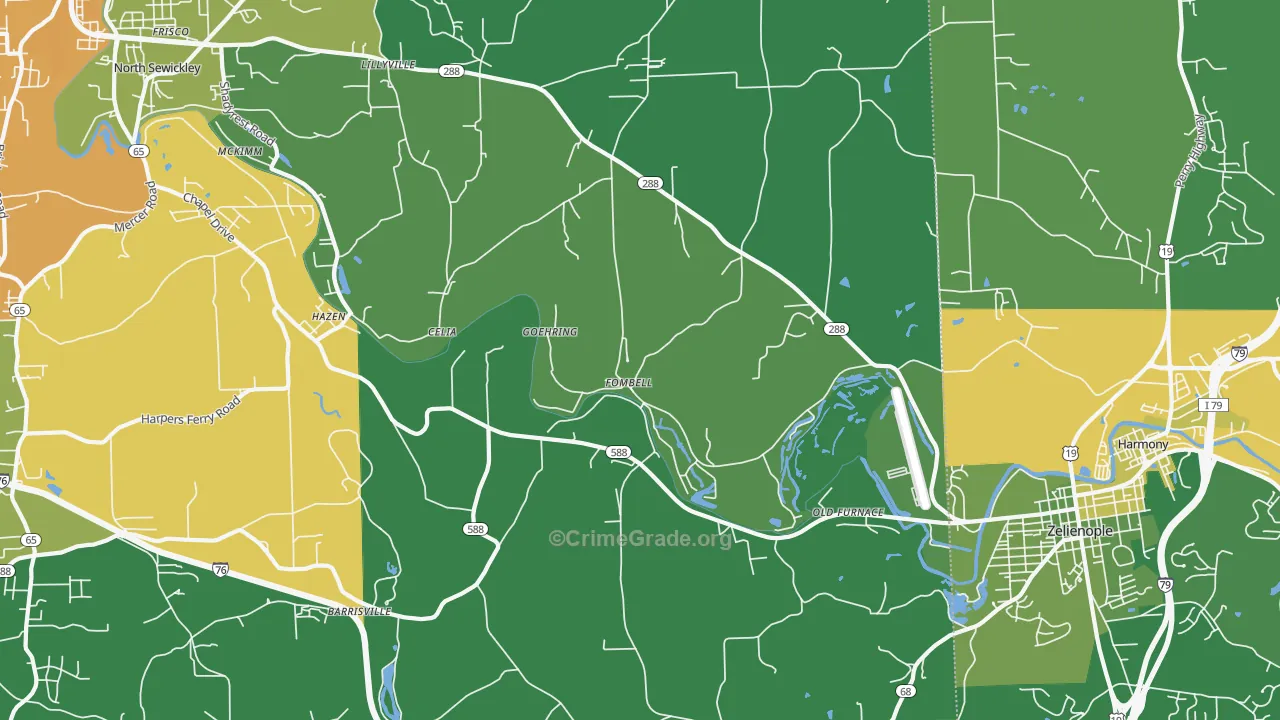 Fombell, PA Map of Vandalism Rates