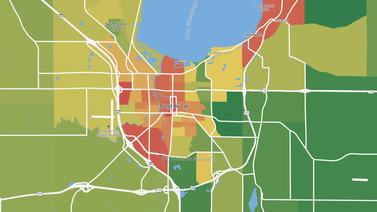 Fond Du Lac, WI Map of Vandalism Rates