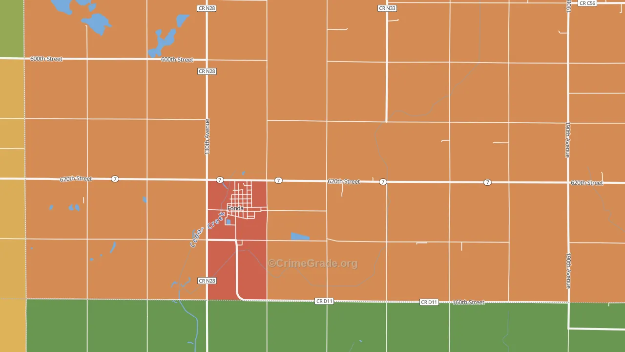 Fonda, IA Map of Vandalism Rates