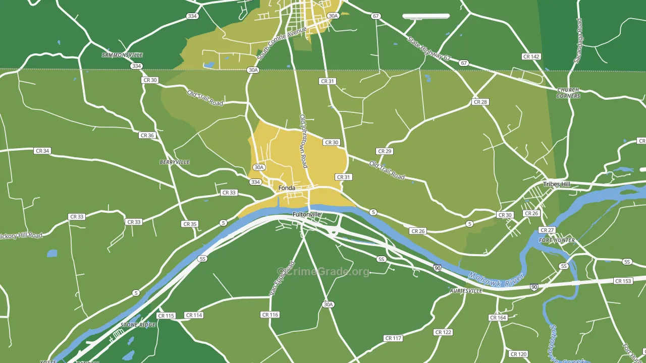 Fonda, NY Map of Vandalism Rates