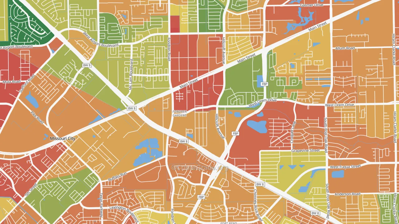 Fondren Gardens, Houston, TX Map of Vandalism Rates