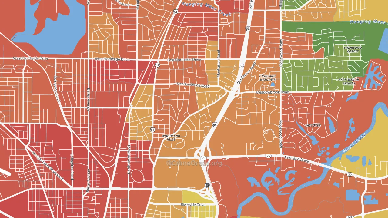 Fondren North Renaissance, Jackson, MS Map of Vandalism Rates