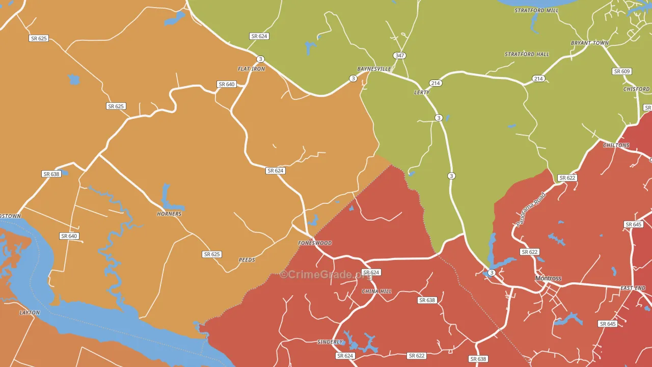 Foneswood, VA Map of Vandalism Rates
