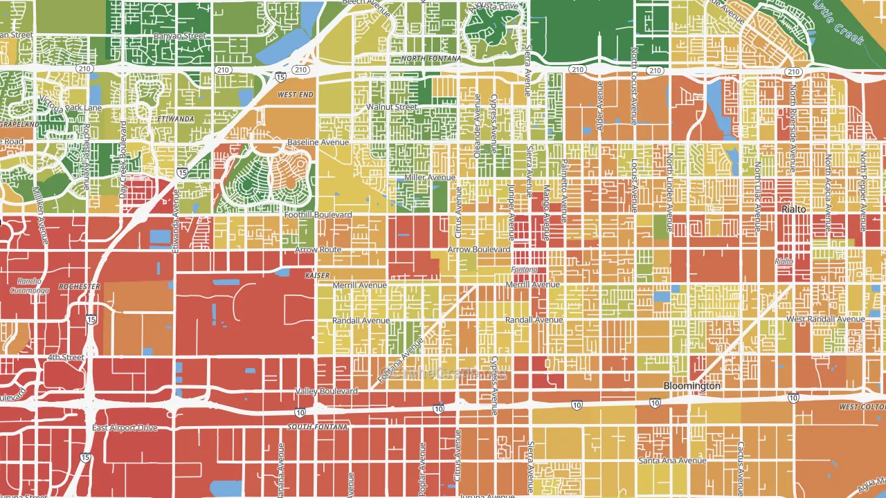 Fontana, CA Map of Vandalism Rates