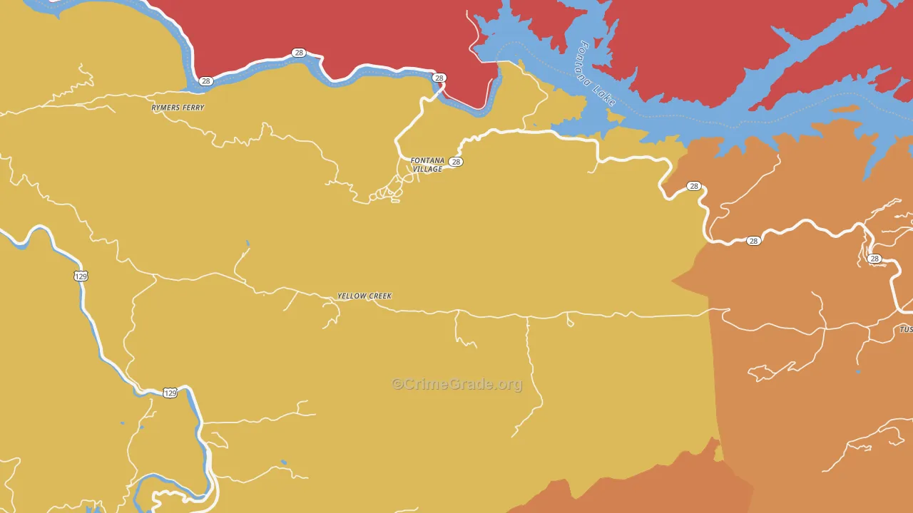 Fontana Dam, NC Map of Vandalism Rates