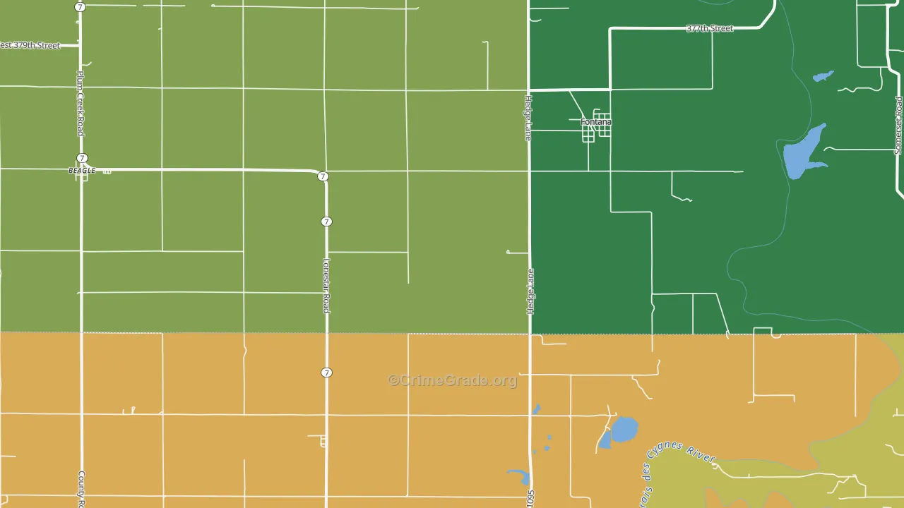 Fontana, KS Map of Vandalism Rates