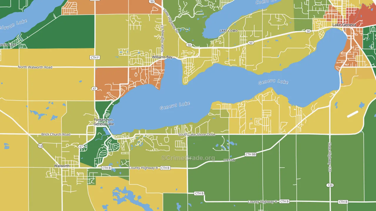 Fontana, WI Map of Vandalism Rates