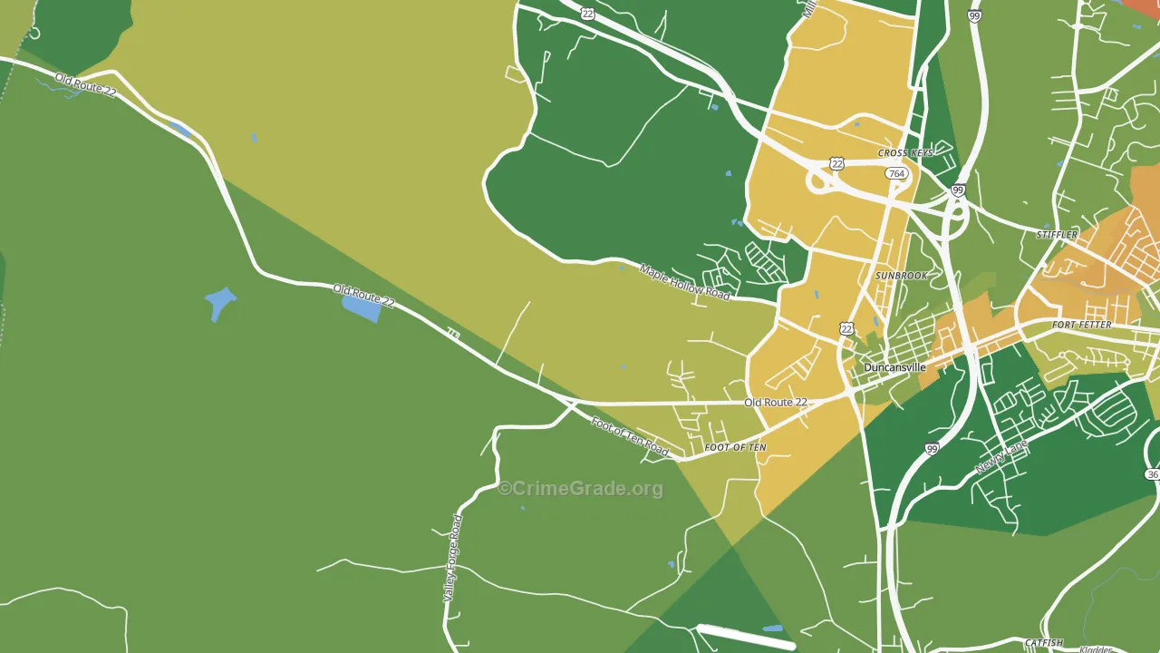 Foot of Ten, PA Map of Vandalism Rates