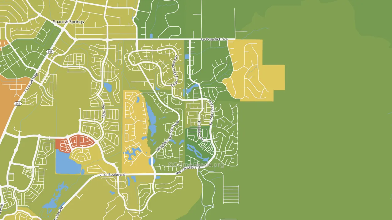 Foothill Meadows, Sparks, NV Map of Vandalism Rates