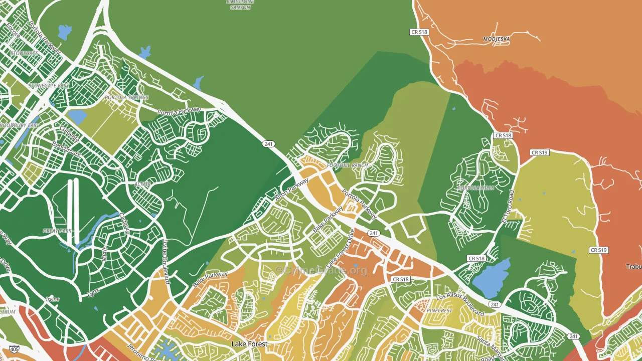 Foothill Ranch, CA Map of Vandalism Rates