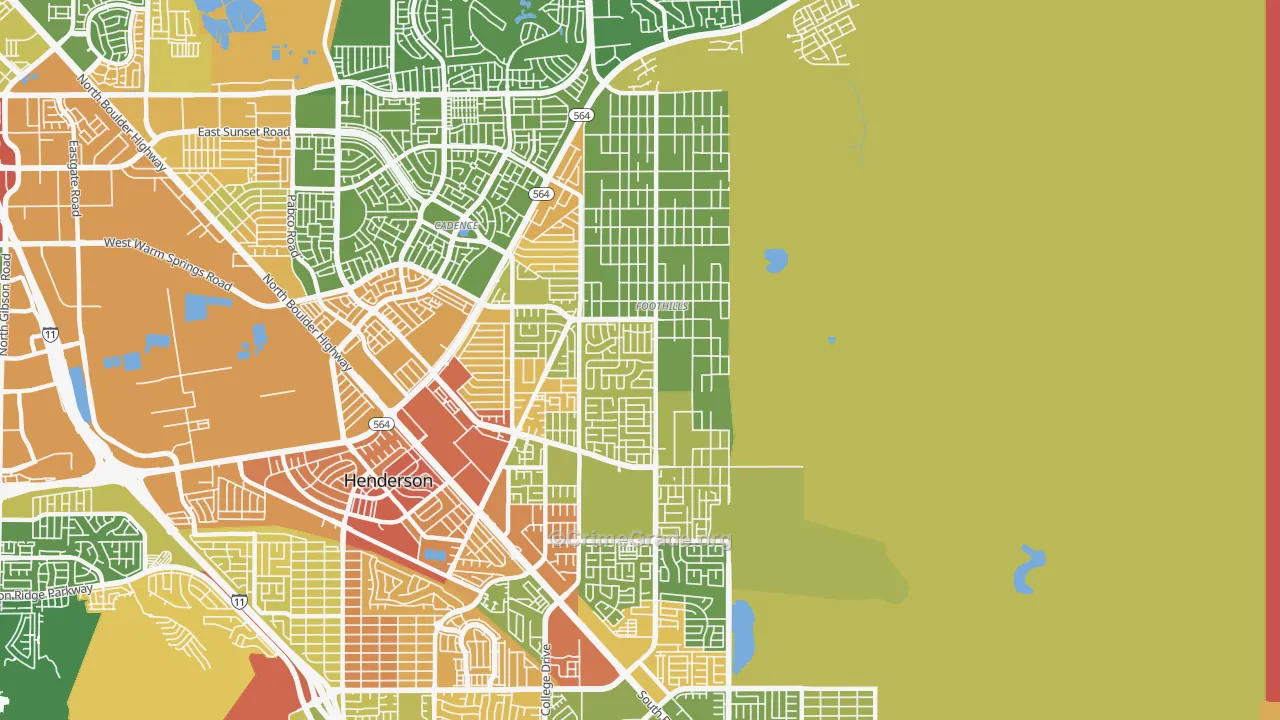 Foothills, Henderson, NV Map of Vandalism Rates