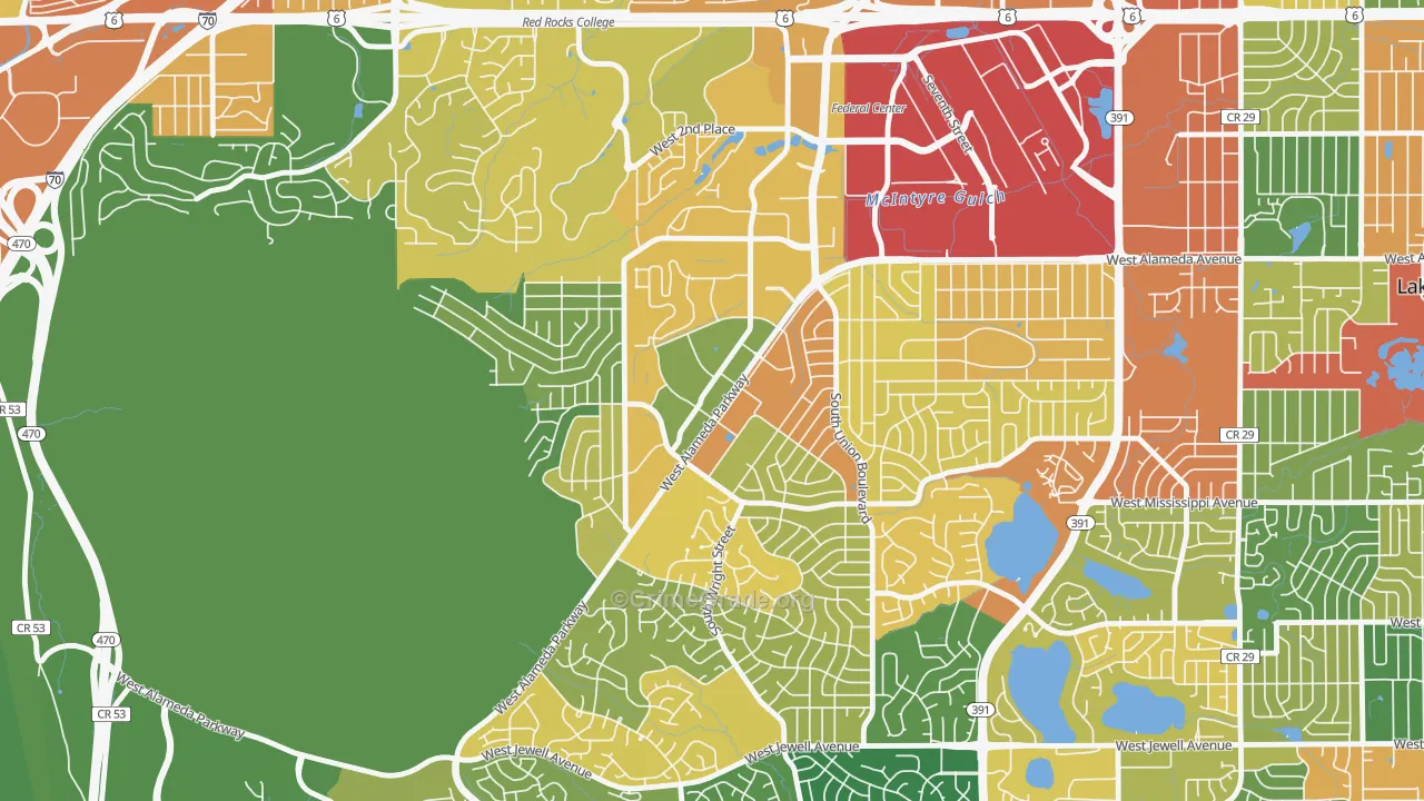 Foothills, Lakewood, CO Map of Vandalism Rates