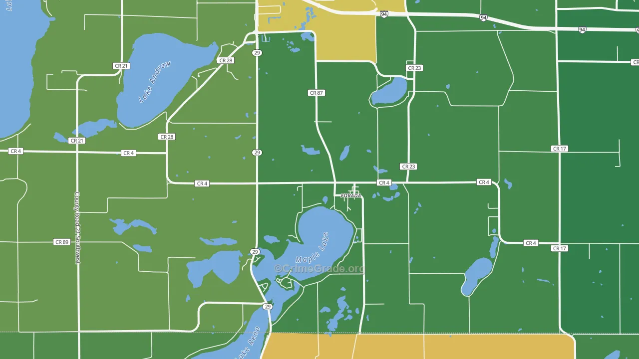 Forada, MN Map of Vandalism Rates