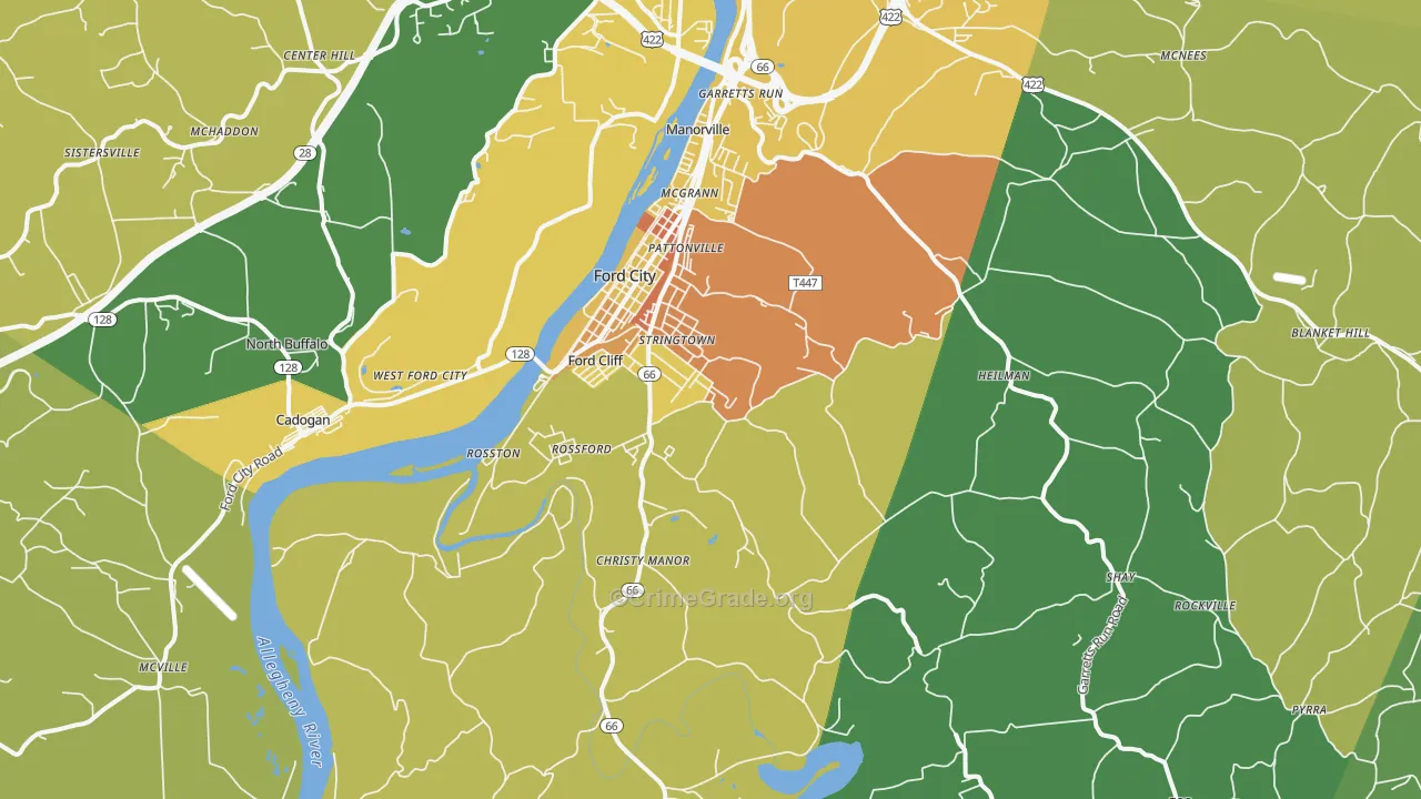 Ford City, PA Map of Vandalism Rates