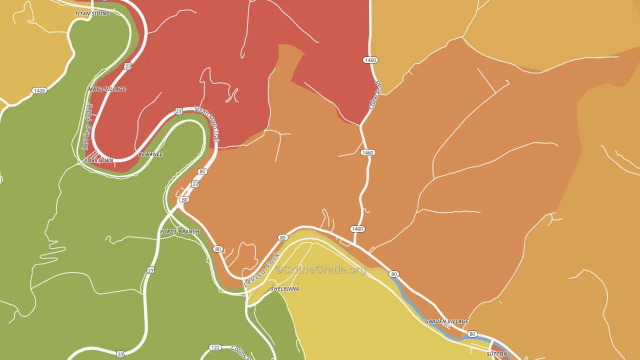 Fords Branch, KY Map of Vandalism Rates