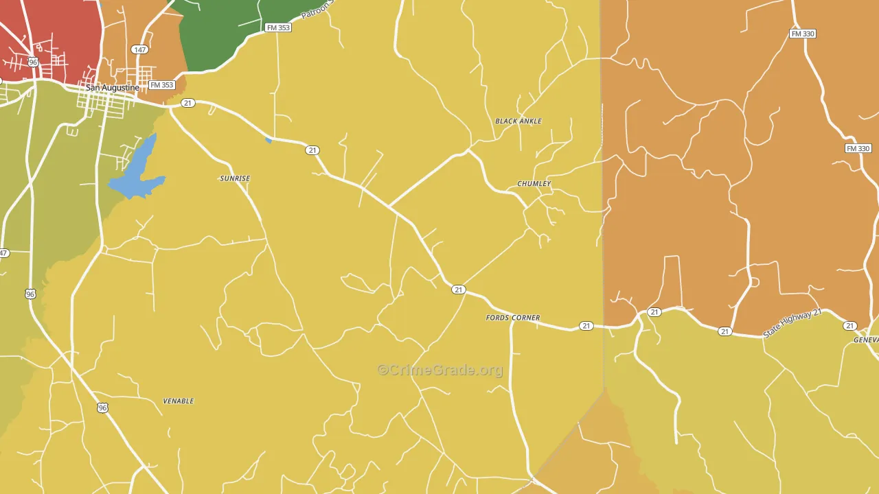 Fords Corner, TX Map of Vandalism Rates