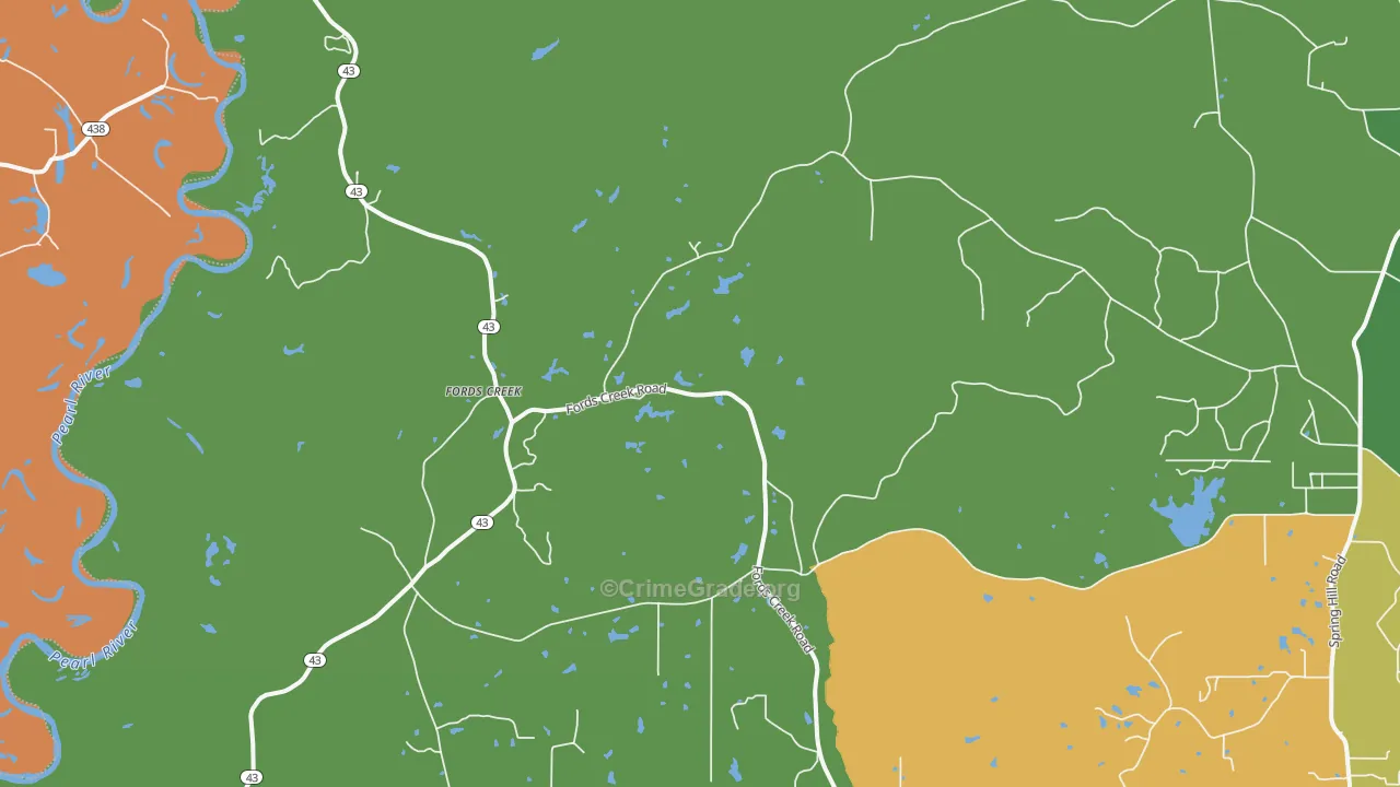 Fords Creek, MS Map of Vandalism Rates