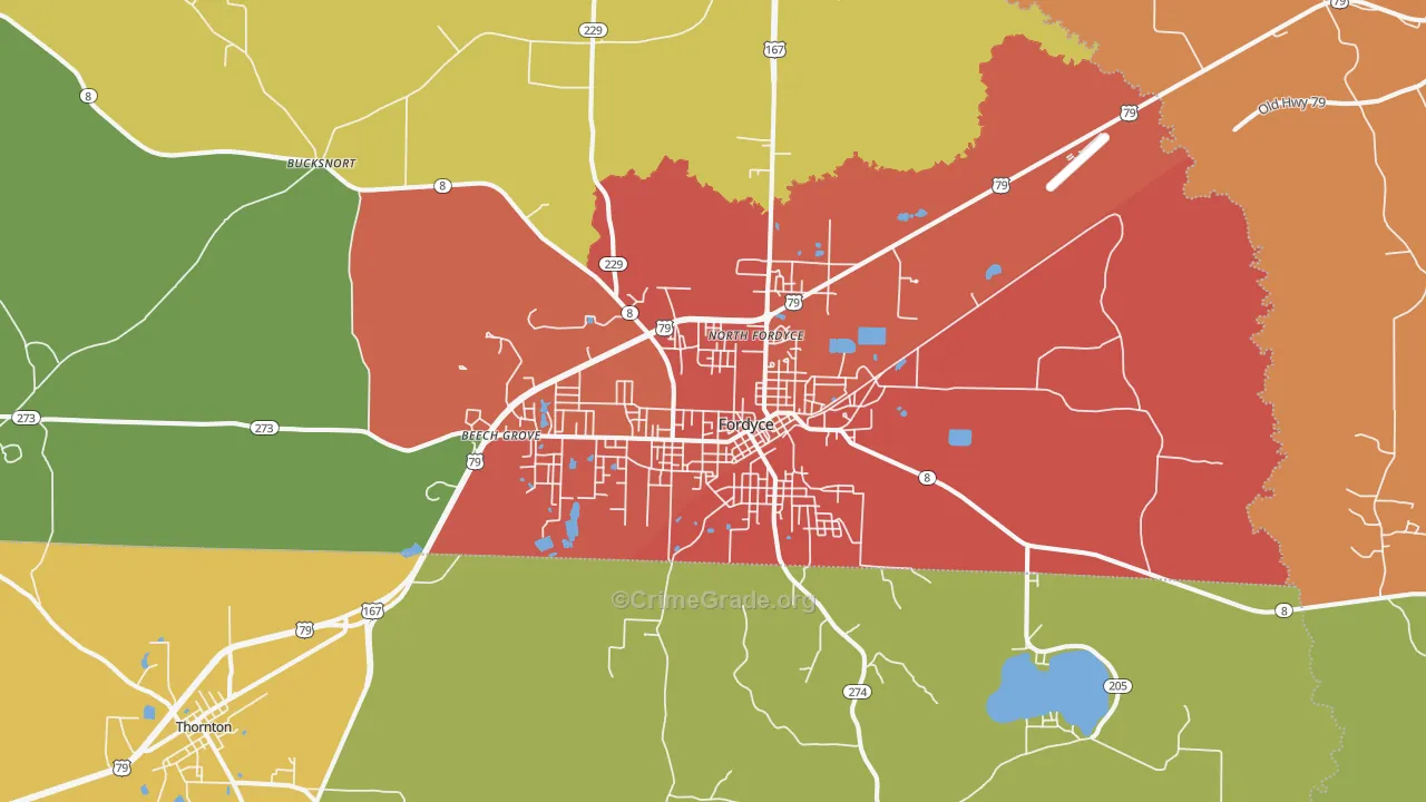 Fordyce, AR Map of Vandalism Rates