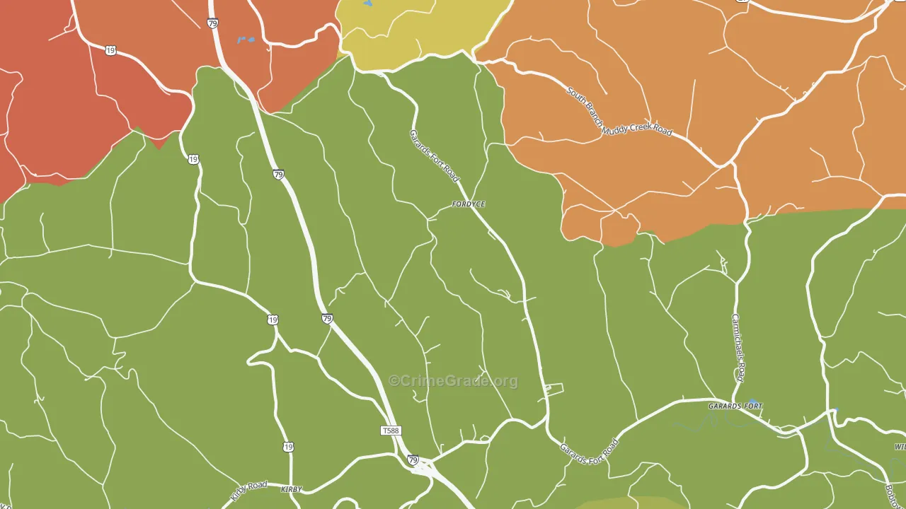 Fordyce, PA Map of Vandalism Rates