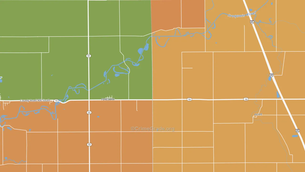 Foresman, IN Map of Vandalism Rates