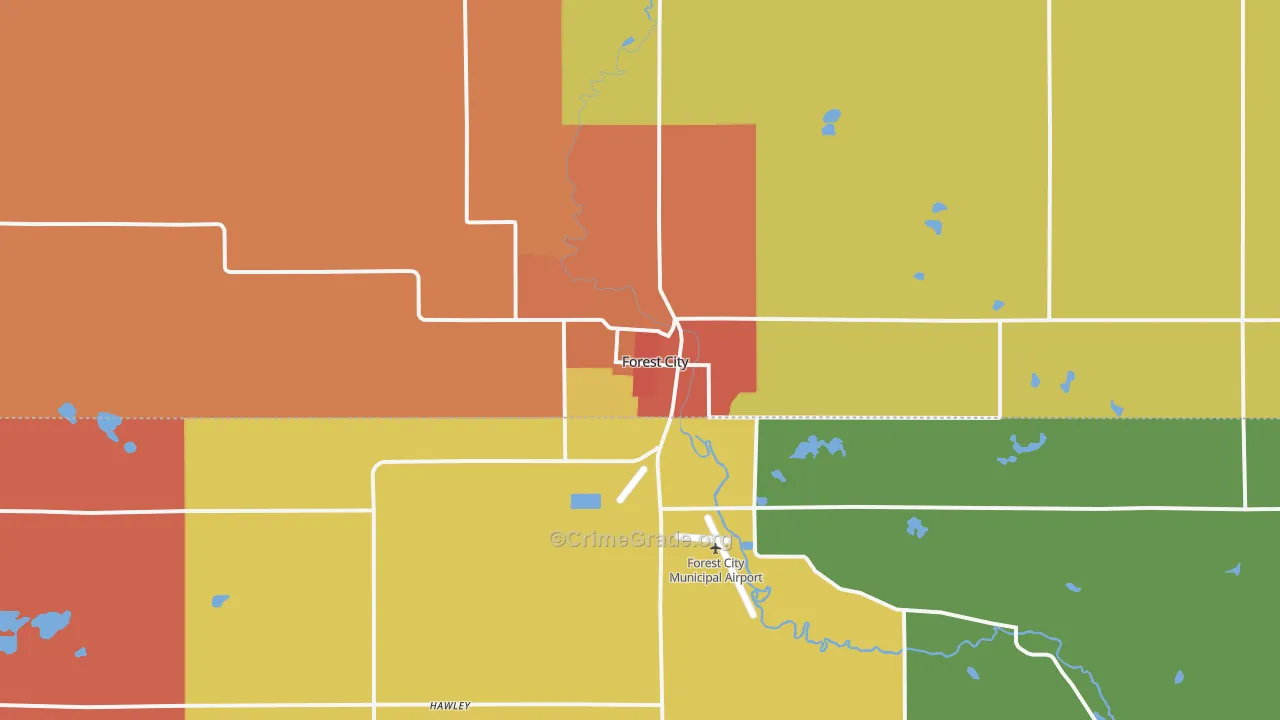 Forest City, IA Map of Vandalism Rates