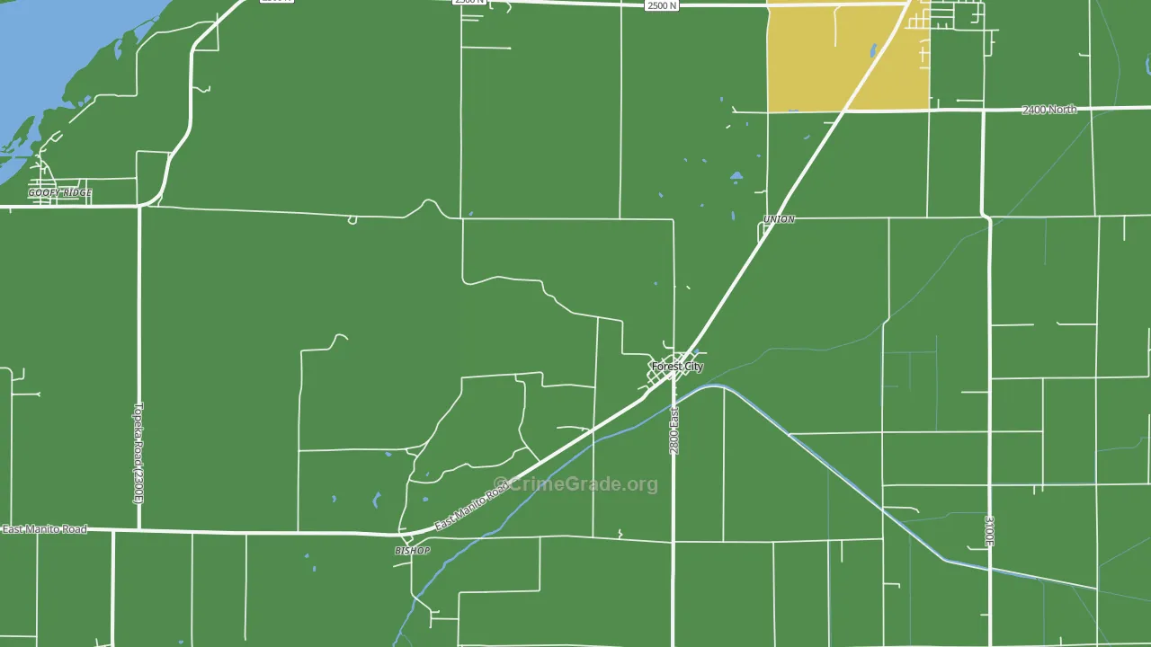 Forest City, IL Map of Vandalism Rates