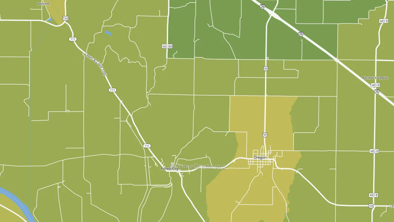 Forest City, MO Map of Vandalism Rates