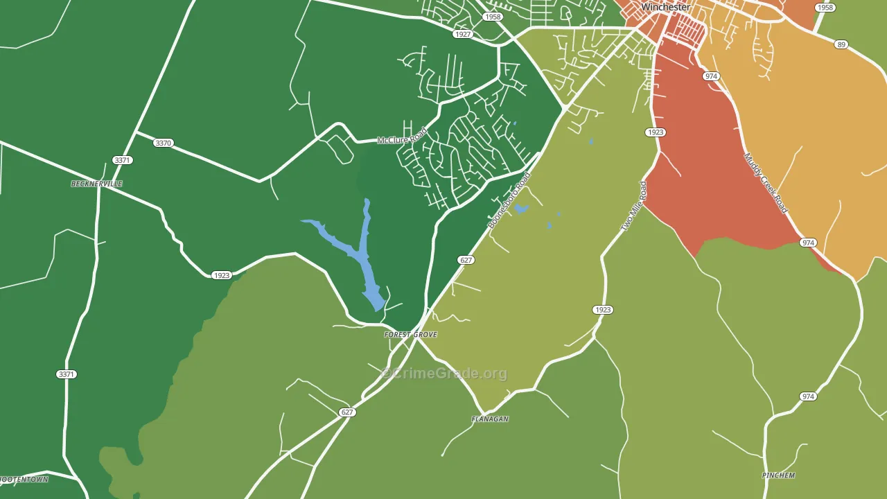 Forest Grove, KY Map of Vandalism Rates