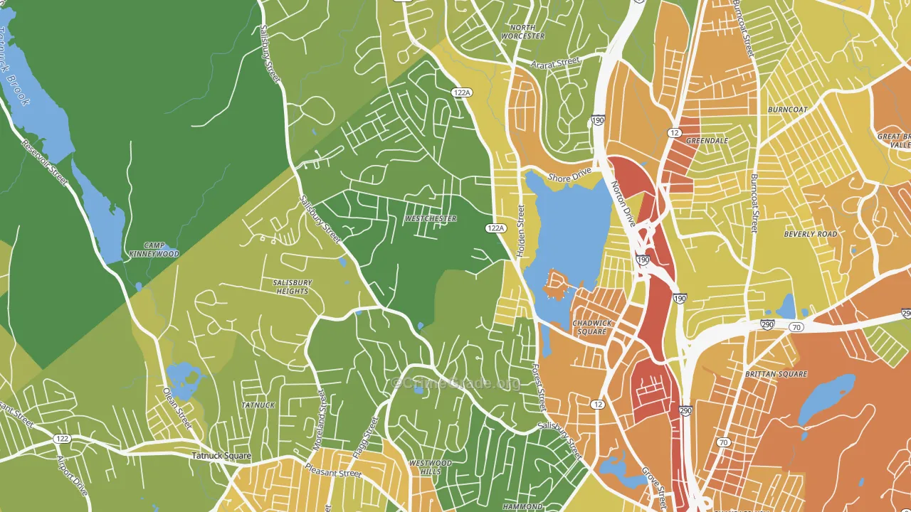 Forest Grove, Worcester, MA Map of Vandalism Rates