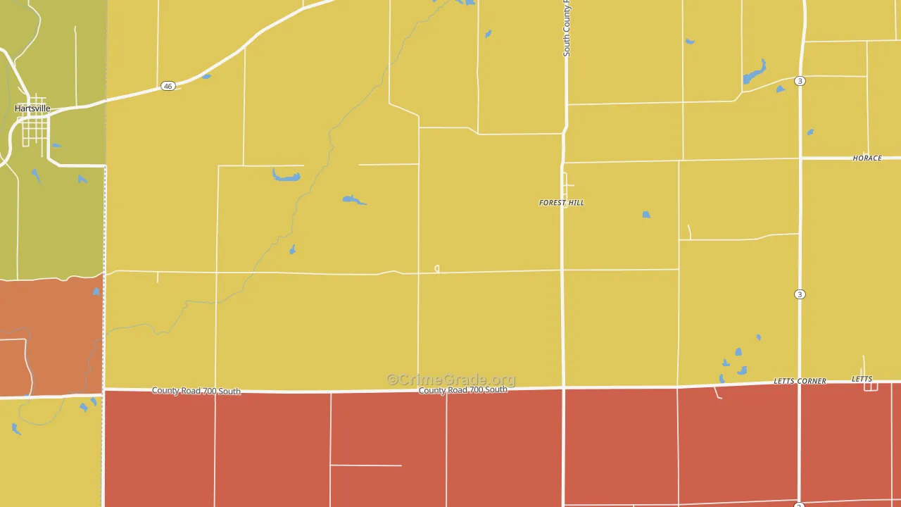 Forest Hill, IN Map of Vandalism Rates