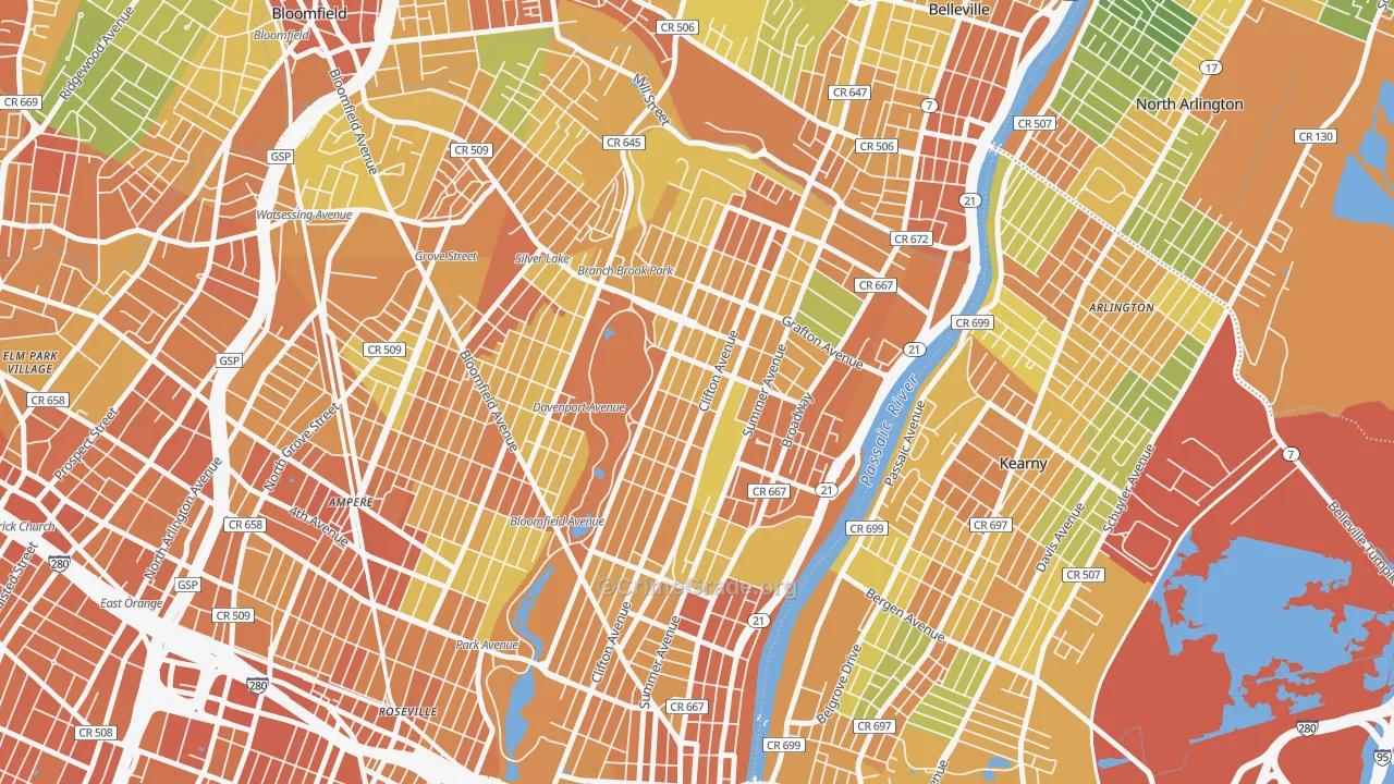 Forest Hill, Newark, NJ Map of Vandalism Rates