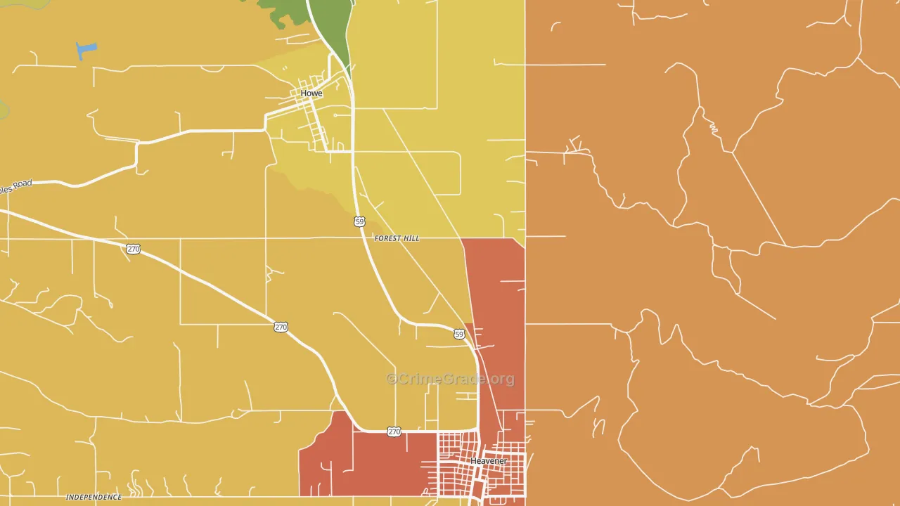 Forest Hill, OK Map of Vandalism Rates