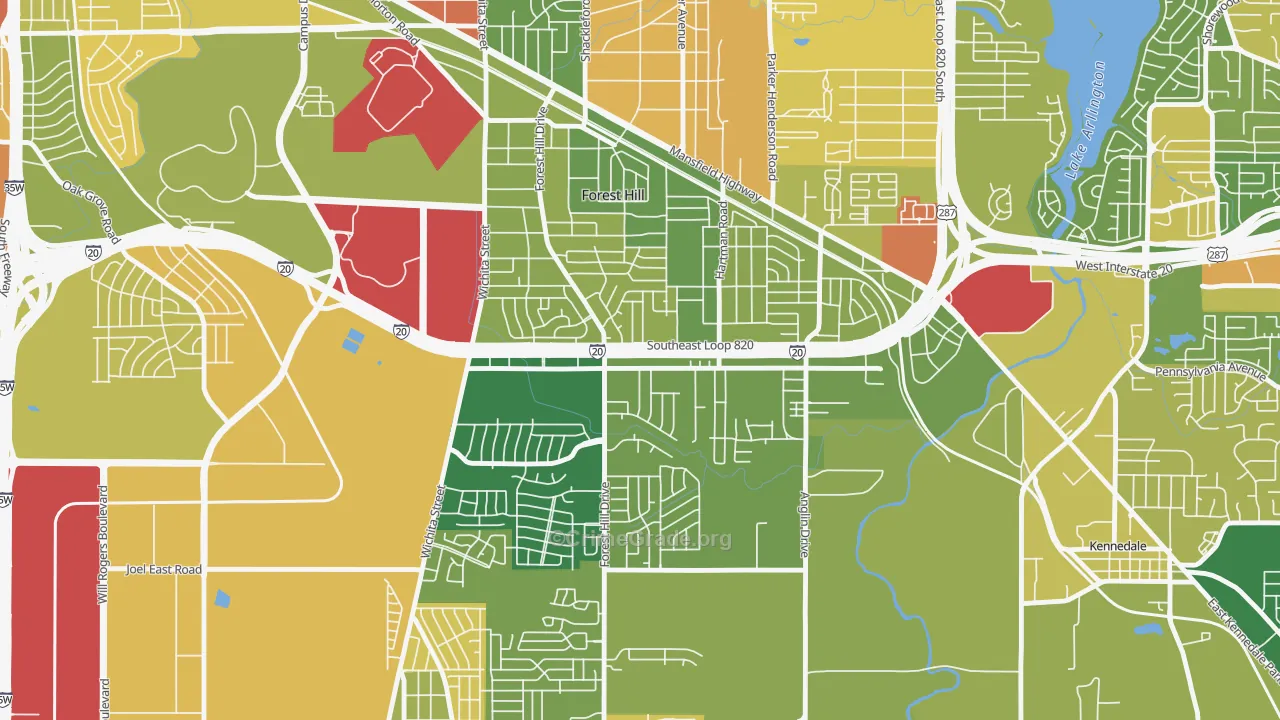 Forest Hill, TX Map of Vandalism Rates