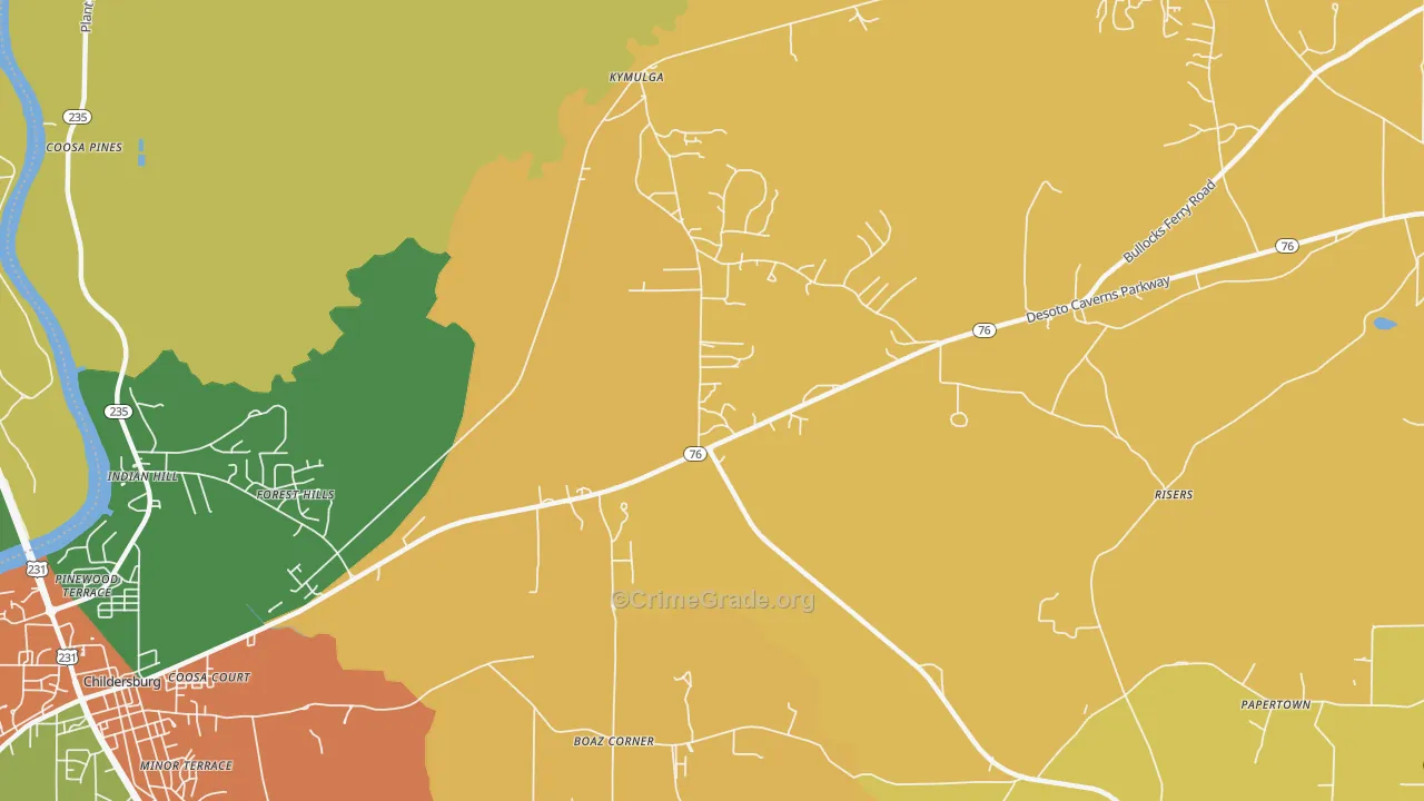 Forest Hills, AL Map of Vandalism Rates